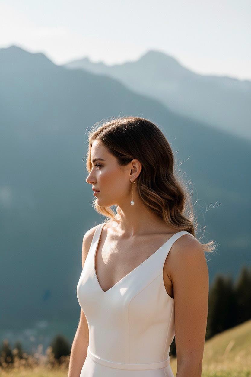 Mirjam, Long Pearl Drop Earrings