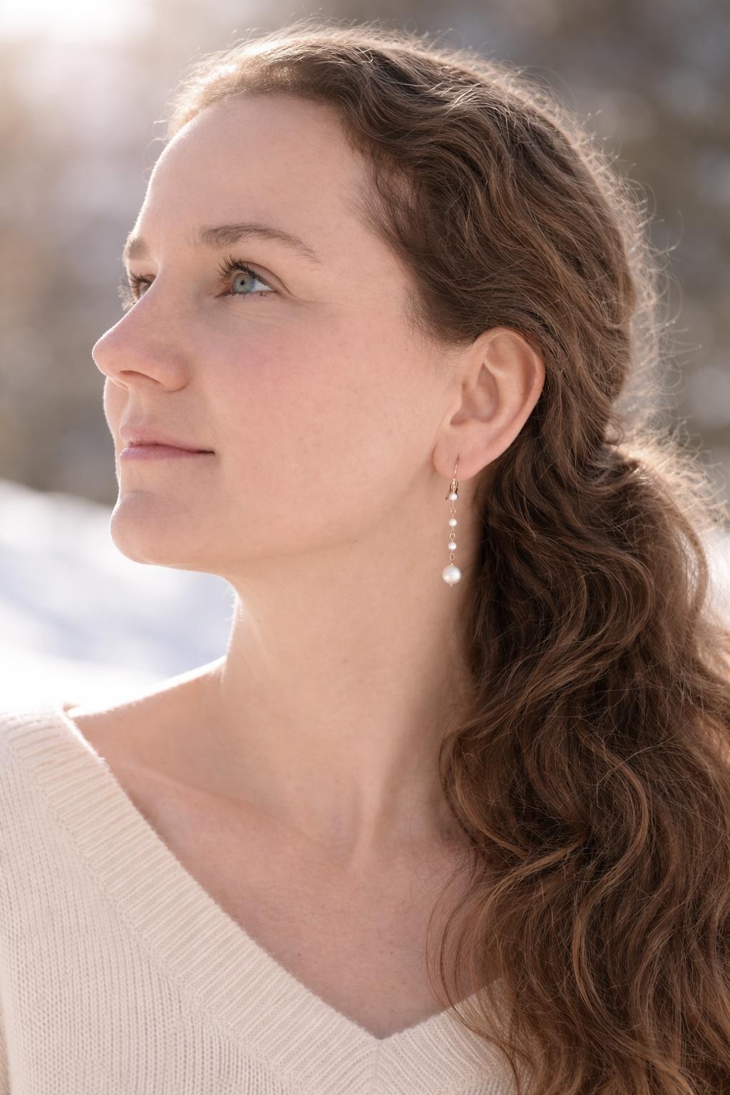 Lena, Pearl Dangle Earrings
