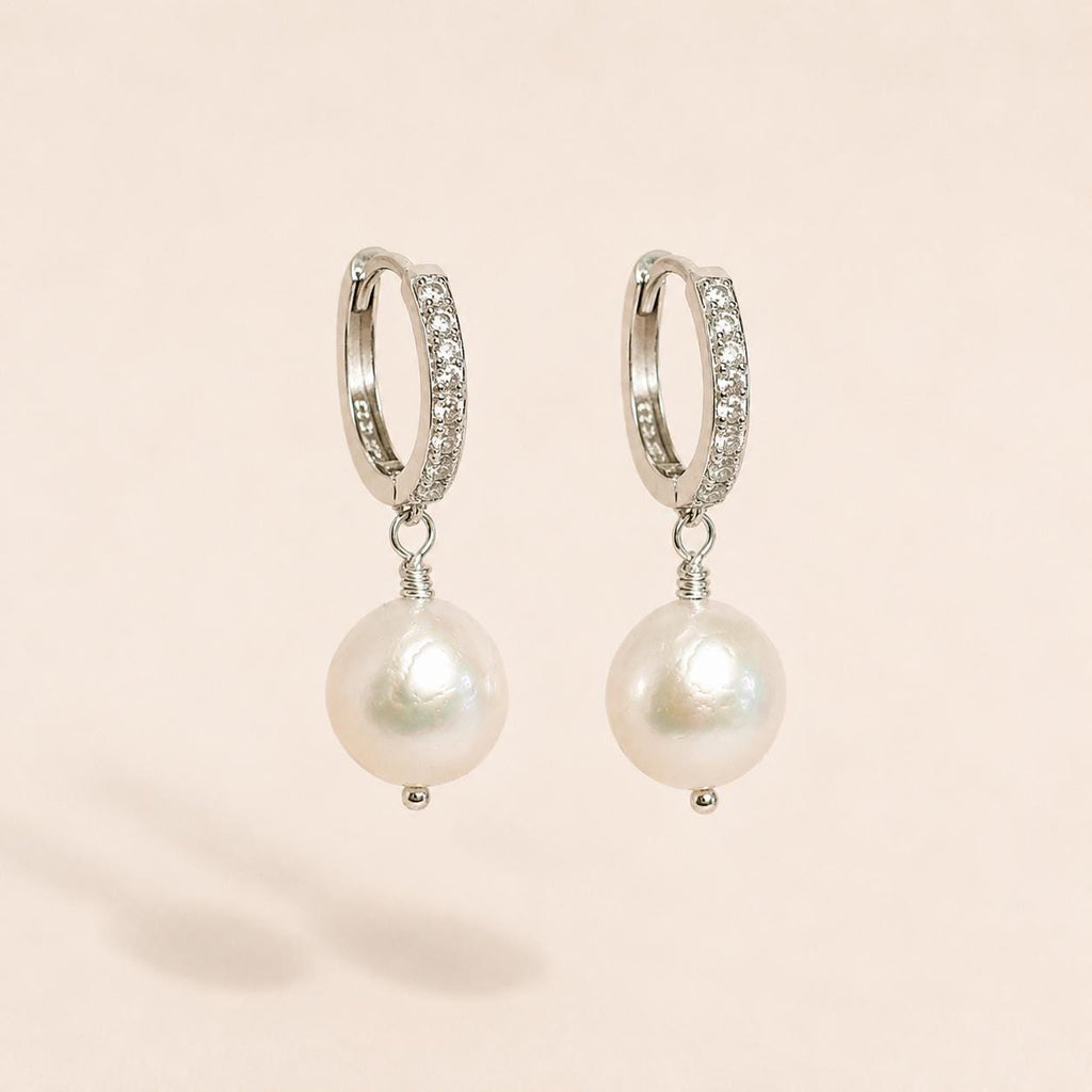 Sina, Baroque Pearl Hoop Earrings