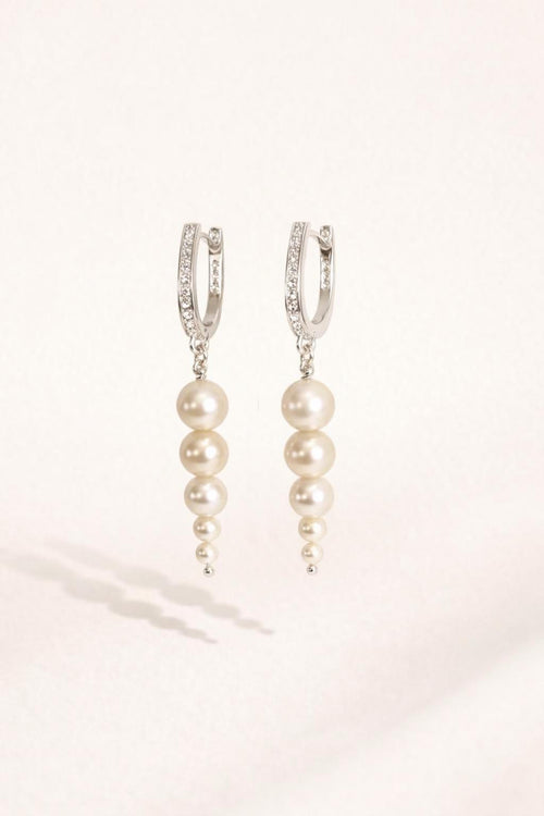 Corinne, Silver Pearl Drop Earrings