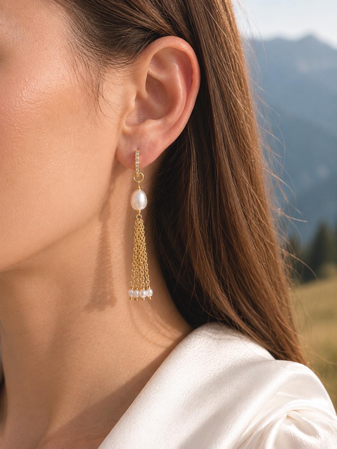 Vreni, Pearl Tassel Earrings