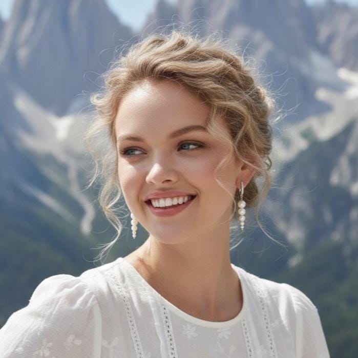 Corinne, Silver Pearl Drop Earrings