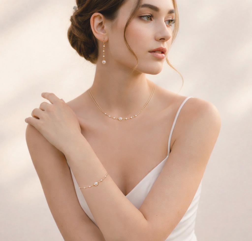 Alessia, Minimalist Pearl Jewelry Set