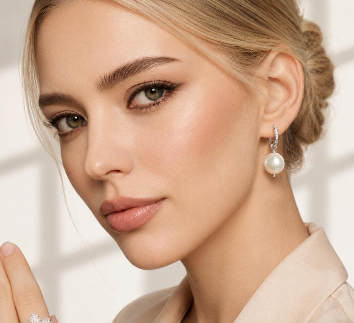 Sina, Baroque Pearl Hoop Earrings