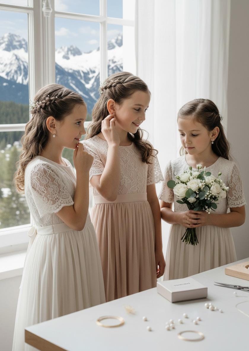 Silvia, Flower Girl Silver Pearl Earrings