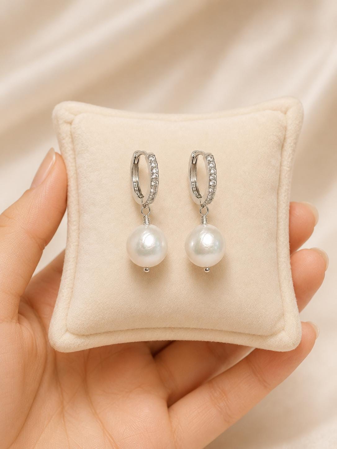 Sina, Baroque Pearl Hoop Earrings
