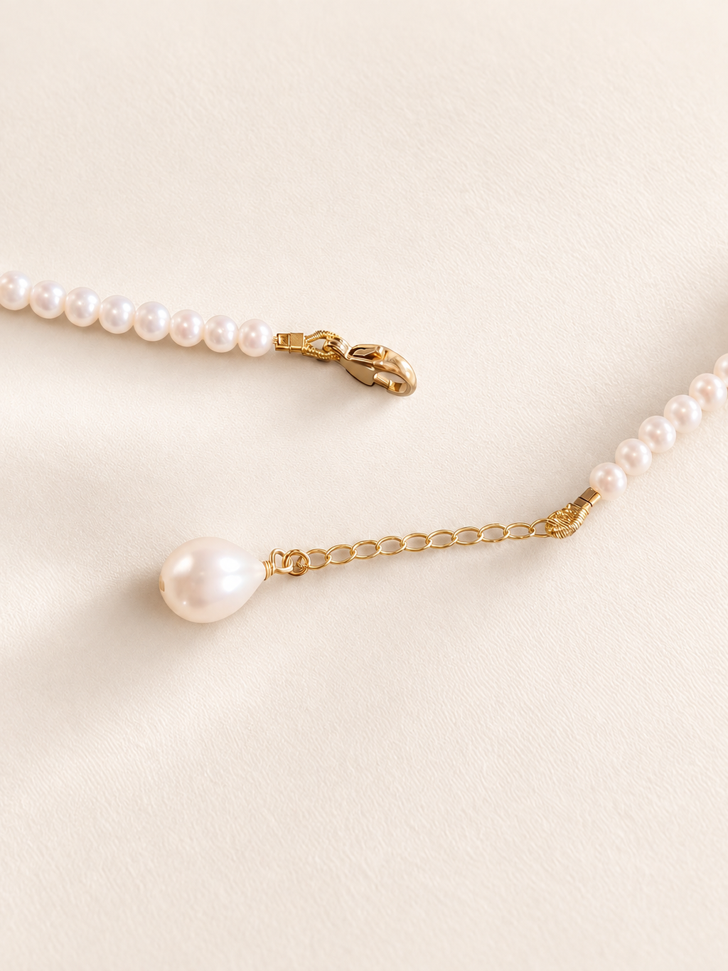 Céline Bridal Pearl Bracelet on warm ivory-beige background